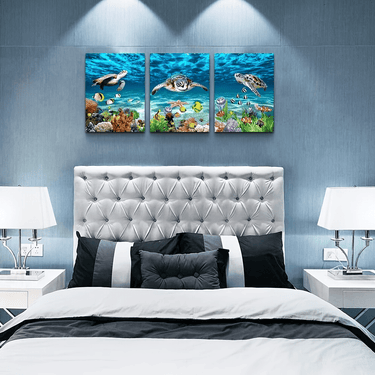 Underwater Ocean Life Canvas Art Set - 3 Pieces - InspiredGrabs.com